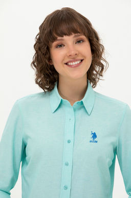 U. S. Polo Assn Женская мятная базовая рубашка с длинным рукавом - U.s. polo assn фото 2