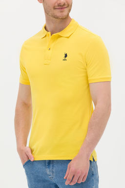 Мужская темно-желтая базовая футболка с воротником поло - U.s. polo assn фото 20