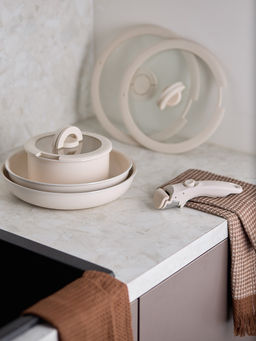 Набор посуды для приготовления со съемной ручкой smart ceramic, 7 предметов, цвета топленого молокатермо