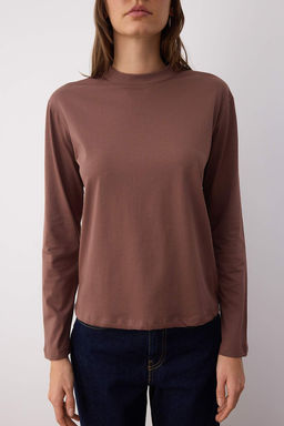 Kahverengi-Bej 2li Paket %100 Pamuk Regular Kal?p Uzun Kollu Dik Yaka Orme T-Shirt TWOAW26TS00006 - Trendyolmilla фото 6