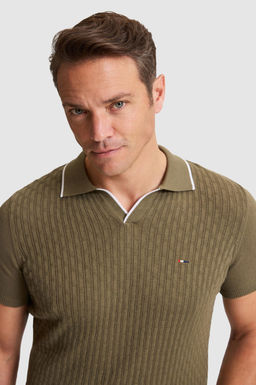 Erkek Haki Slim Fit Polo Yaka Triko Ti__rt