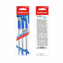 Цена за 50 шт. Ручка шариковая ErichKrause R-301 Stick&Grip Classic 1.0, цвет чернил красный (в коробке по 50 шт.)