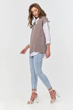 Жилет вязаный оверсайз с открытой спиной черный - Fly фото 11