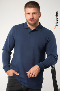 Мужской базовый лонгслив-поло Happyfox