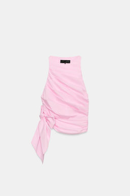 TOP HALTER POPEL?N PLIEGUES LAZO / Rosa - Zara фото 3