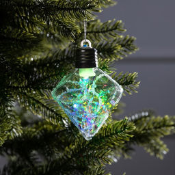 Ёлочный шар Морозный кристалл, 11х7.5 см, 1 LED, от батареек, свечение RGB - Luazon lighting фото 2