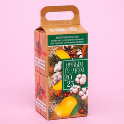 Набор С Новым годом 2024: чай чёрный, вкус: имбирный пряник 50 г., конфеты, вкус: манго, 100 г.