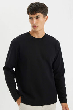 Regular Fit Bisiklet Yaka Waffle Basic Duz Uzun Kollu Tisort - Defacto фото 4
