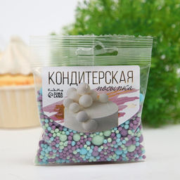Посыпка кондитерская в цветной глазури (Голубое,сиреневое,изумруд), 50 г - Simaland фото 2