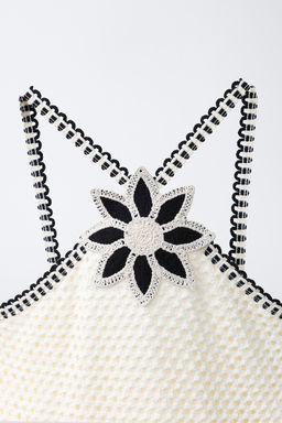 VESTIDO PUNTO CROCHET FLOR / Crudo - Zara фото 5
