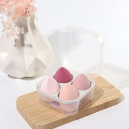 Спонжи для макияжа, набор - 4 шт., увеличиваются при намокании, розовые