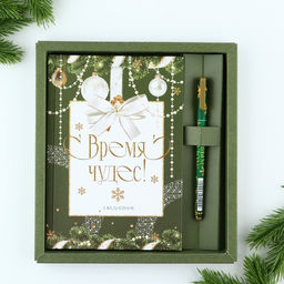 Подарочный набор новогодний, ежедневник А5, 80 листов, ручка синяя паста «Время чудес»