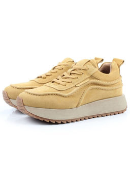 04-PDJ88-1 SAND Кроссовки демисезонные женские (натуральная замша, текстиль)