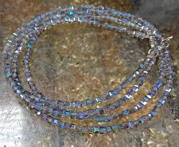 Бусы чокер Кубик хрусталь Серебрянный водопад 3мм-38см алмазная огранка