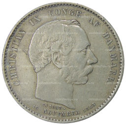 2 кроны 1888 года Дания 25 лет правления Кристиана IX
