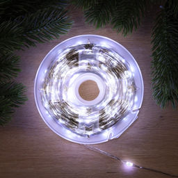 Гирлянда Нить 100 м роса, IP44, серебристая нить, 1000 LED, свечение белое, 18 В