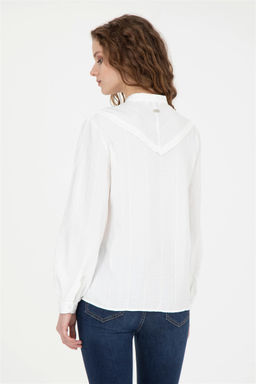 Женская белая рубашка с длинным рукавом - U.s. polo assn фото 5