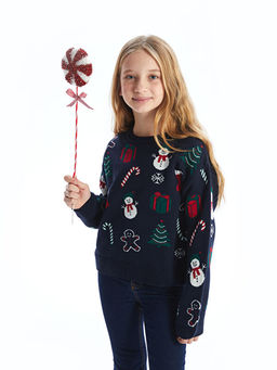 Bisiklet Yaka Y?lba?? Temal? K?z ?ocuk Triko Kazak - Waikiki фото 3