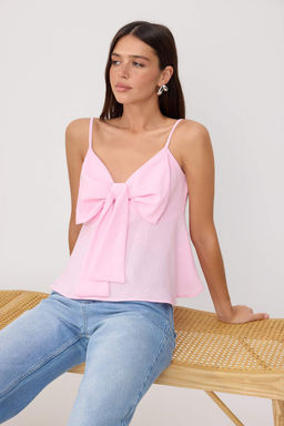 Trendyolmilla Beyaz Keten Gorunumlu Fiyonk Detayl? Ask?l? Dokuma Bluz TWOSS25BZ00249  фото 25