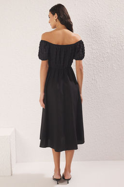 TRENDYOLMILLA Siyah Duz Midi Dokuma Elbise TWOSS25EL00770  фото 4