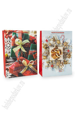 Пакет Новогодний 30*41,5*12 см (12 шт) SF-7826, микс №2 - Больше подарков фото 3