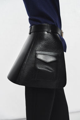 100% LEATHER SKIRT BELT WITH POCKETS - Zara фото 8
