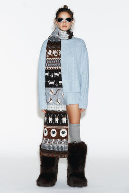 80% WOOL CABLE KNIT SHORTS SKI COLLECTION - Zara фото 9