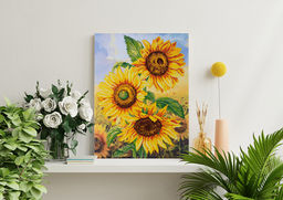 Кристальная (алмазная) мозаика ФРЕЯ ALPD-090 на подрамнике Подсолнухи на закате 30 х 40 см