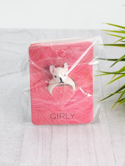 Кольцо акриловое GIRLY "Dog", white (d=1,7 см)