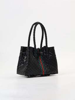 Сумка плетёная пластиковая, 23×11×30 см, чёрная