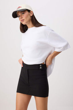 Siyah Mini Esnek Kuma_ _ort Etek _ort & Bermuda TWOSS26SR00232