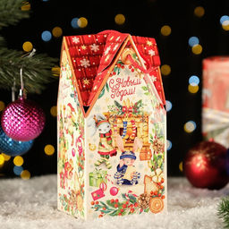 Цена за 5 шт. Коробка подарочная новогодняя складная «ХэппиТайм» 10.5×10.5×21.5 см