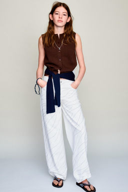 JEANS WIDE LEG STRASS Y ESTRELLAS / Blanco - Zara фото 8