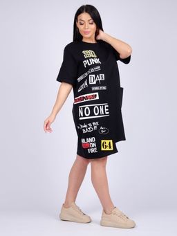 Платье "Фрида" черное, футер с лайкрой