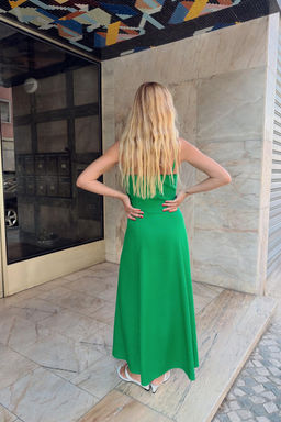 VESTIDO MIDI TIRANTES CON LINO / Verde - Zara фото 4