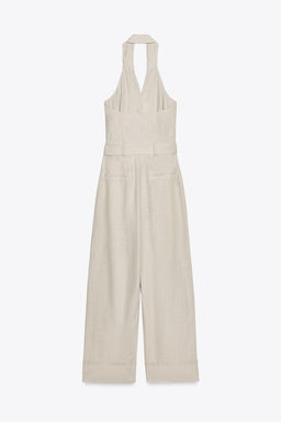 HALTER NECK JUMPSUIT WITH LINEN BLEND - Zara фото 5