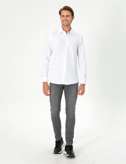 Beyaz Slim Fit Uzun Kollu G_mlek