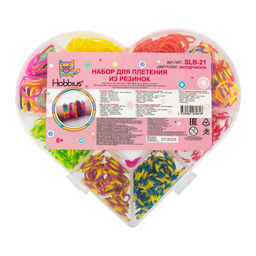 Hobbius SLB-21 Набор для плетения из резинок Сердечко 450 шт ассорти