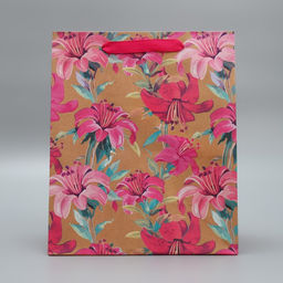 Цена за 2 шт. Пакет подарочный крафтовый, упаковка, «Цветы», ML 23×27×11.5 см