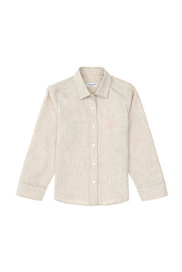 Рубашка с длинным рукавом цвета экрю для девочки - U.s. polo assn фото 4