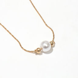 Кулон на цепочке Жемчужина, белый в золоте, 39 см