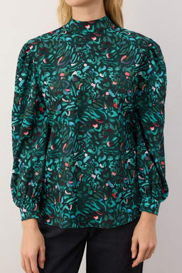 Trendyolmilla Yesil Dik Yaka Desenli Dokuma Bluz TWOAW21BZ0269  фото 16