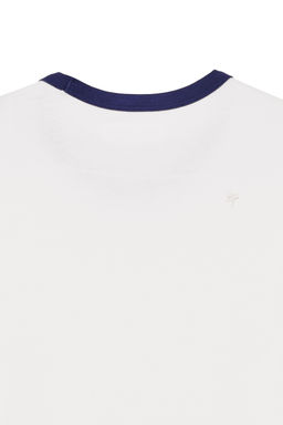 CAMISETA SLIM FIT RIB CONTRASTE / Blanco roto
