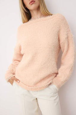 Ekru Tuylu Devrik Yaka Triko Kazak TWOAW25KZ00169 - Trendyolmilla фото 7