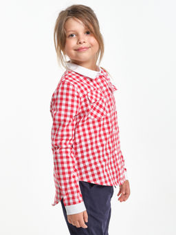 Рубашка в клетку для девочки блузка нарядная детская одежда UD 4903 красная клетка - Mini maxi фото 4