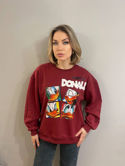 K12311 Свитшот OVER SIZE (плотный хлопок) БОРДОВЫЙ