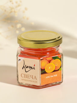 Свеча ароматическая в банке 70 гр воска, апельсин