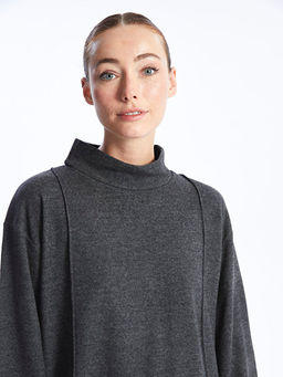 Dik Yaka D?z Uzun Kollu Kad?n Tunik