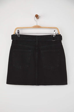 Wardrobe Essentials Siyah Aksesuar Detayl? Mini Denim Etek TWOAW26ET00075