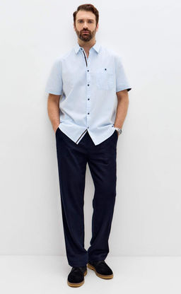 Рубашка к/р лен F611-0485 l.blue - Fine joyce фото 3